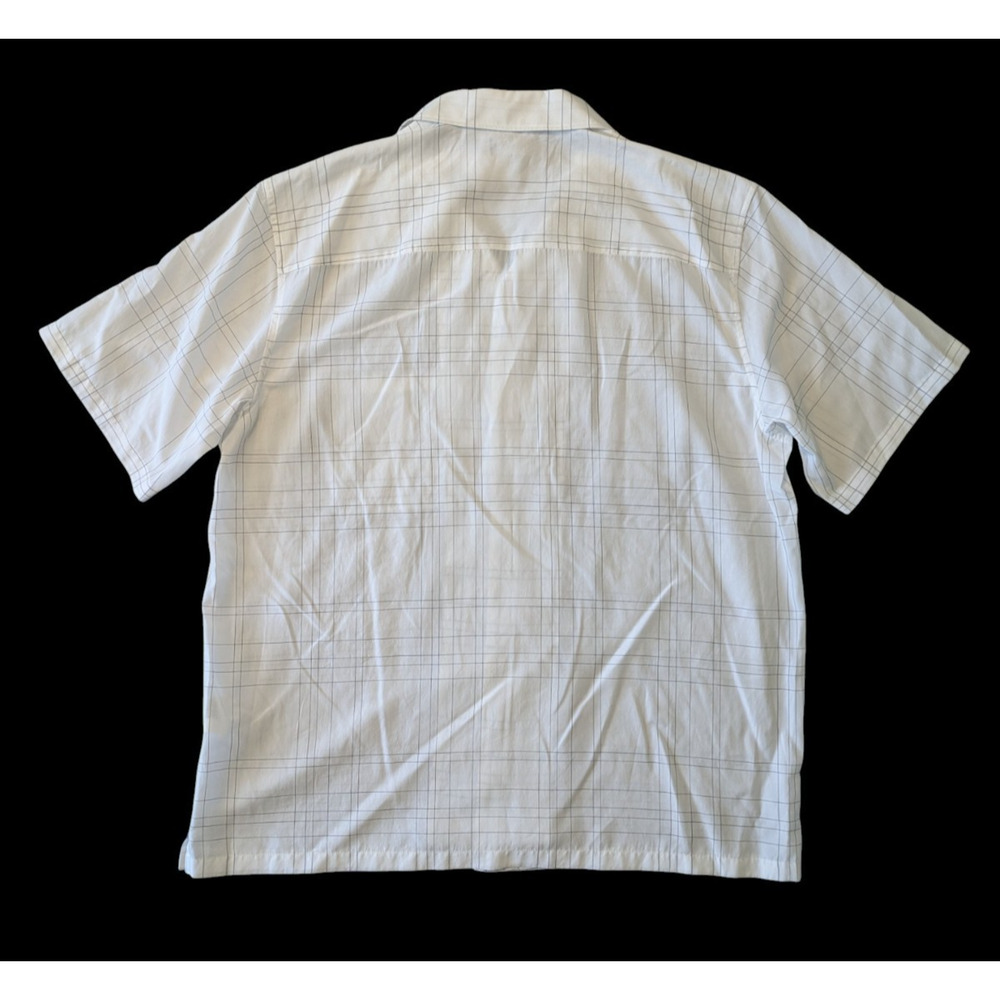 Theory Noll White Flow Grid Print Short Sleeve Camp Shirt New Size XL $165 - Picture 3 of 6